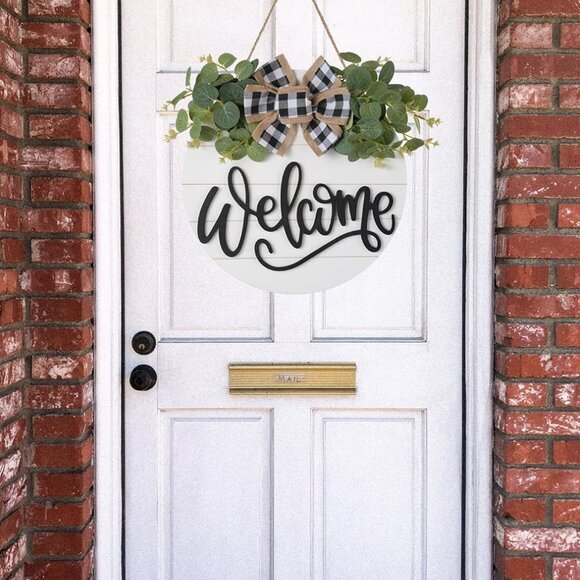Welcome Sign for Front Door Porch Decor Farmhouse Wreath Wall Garder Decor - Picture 4 of 6